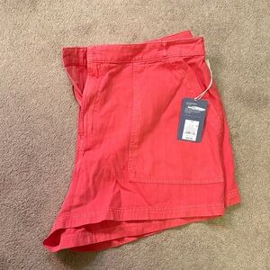 Bright Coral Mini Skirt with Front Patch Pocket